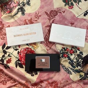 BUNDLE OF THREE GENTLY USED FACE PALETTES WITH BLUSH, BRONZER AND HIGHLIGHTER